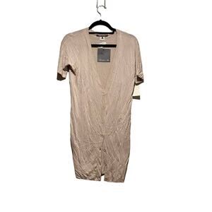 PIPPA Beige Shorts Sleeve Long Cardigan Knit Sweater